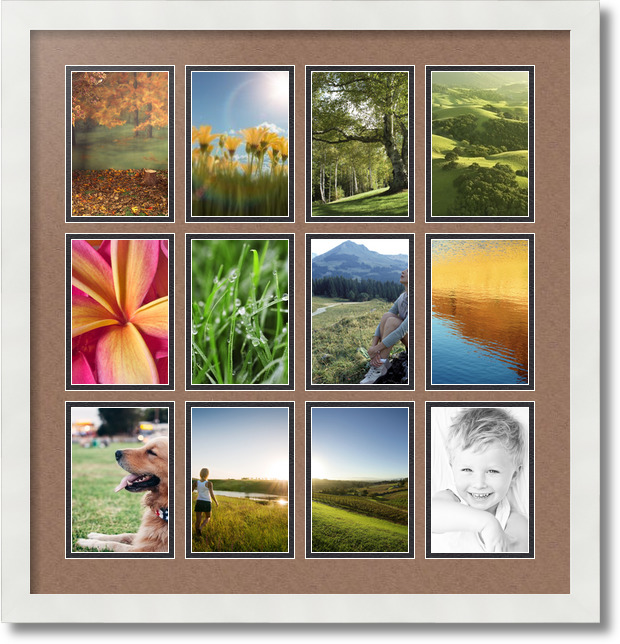 ArtToFrames Collage Mat Picture Photo Frame 12 4x6" Openings in Satin White 228