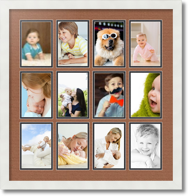 ArtToFrames Collage Mat Picture Photo Frame 12 4x6" Openings in Satin White 228