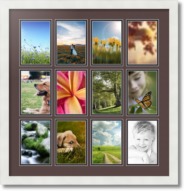 ArtToFrames Collage Mat Picture Photo Frame 12 4x6" Openings in Satin White 228