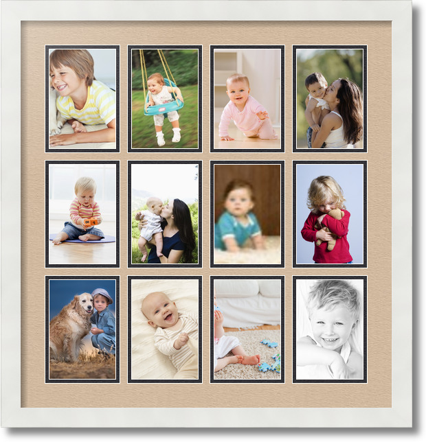 ArtToFrames Collage Mat Picture Photo Frame 12 4x6" Openings in Satin White 228