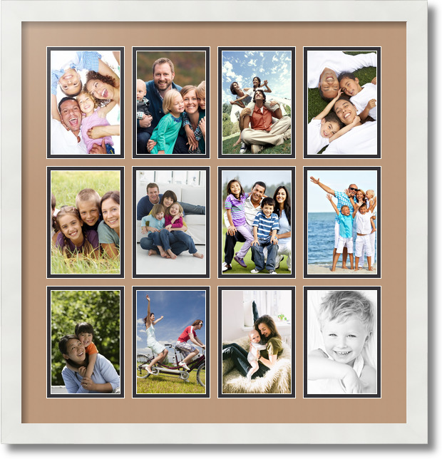 ArtToFrames Collage Mat Picture Photo Frame 12 4x6" Openings in Satin White 228