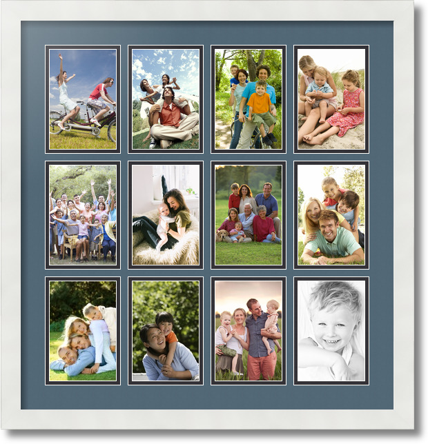 ArtToFrames Collage Mat Picture Photo Frame 12 4x6" Openings in Satin White 228