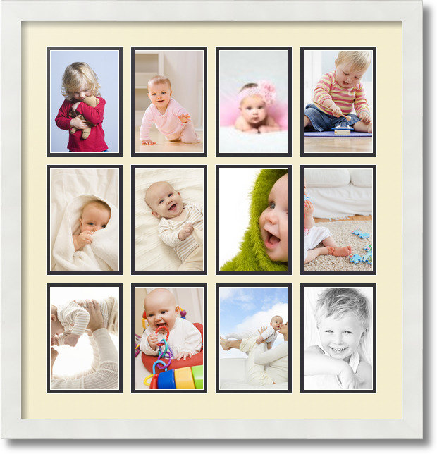 ArtToFrames Collage Mat Picture Photo Frame 12 4x6" Openings in Satin White 228