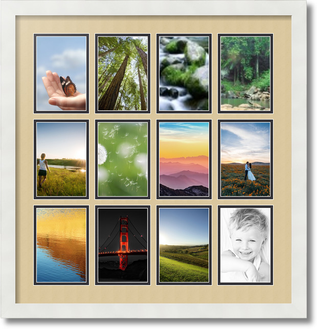 ArtToFrames Collage Mat Picture Photo Frame 12 4x6" Openings in Satin White 228