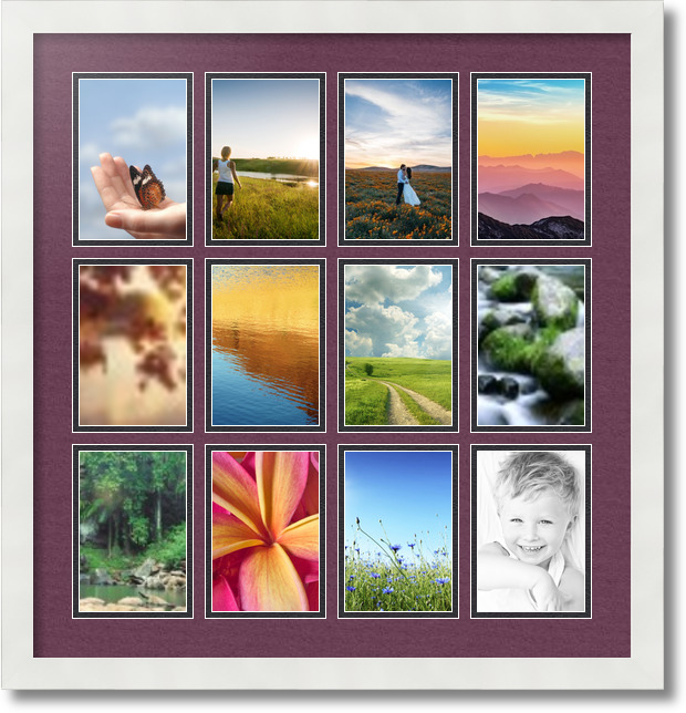 ArtToFrames Collage Mat Picture Photo Frame 12 4x6" Openings in Satin White 228