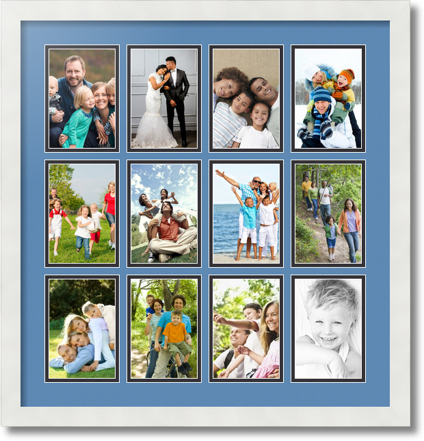 ArtToFrames Collage Mat Picture Photo Frame 12 4x6" Openings in Satin White 228