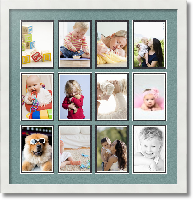 ArtToFrames Collage Mat Picture Photo Frame 12 4x6" Openings in Satin White 228