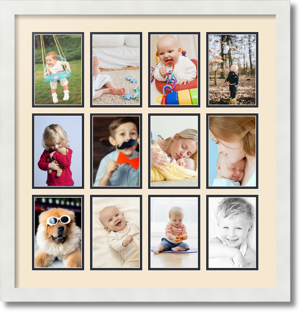 ArtToFrames Collage Mat Picture Photo Frame 12 4x6" Openings in Satin White 228