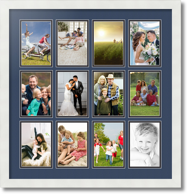 ArtToFrames Collage Mat Picture Photo Frame 12 4x6" Openings in Satin White 228