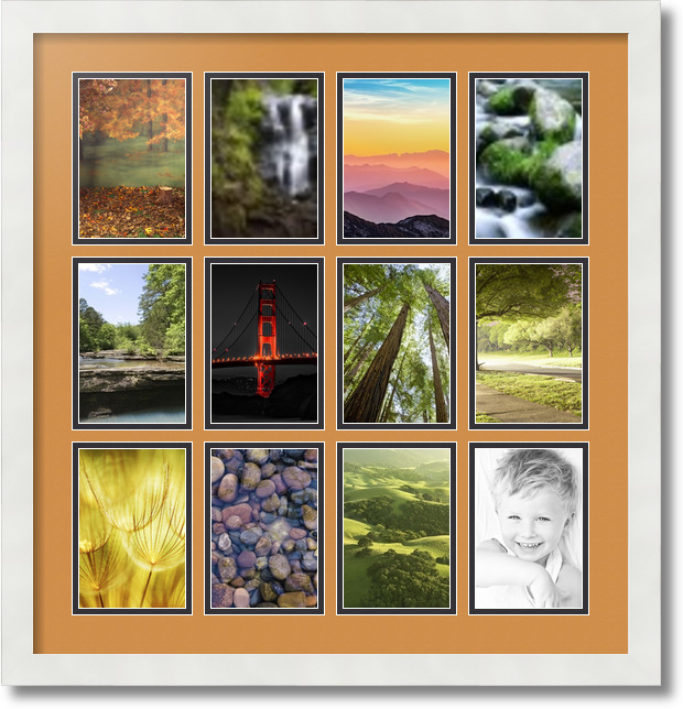 ArtToFrames Collage Mat Picture Photo Frame 12 4x6" Openings in Satin White 228