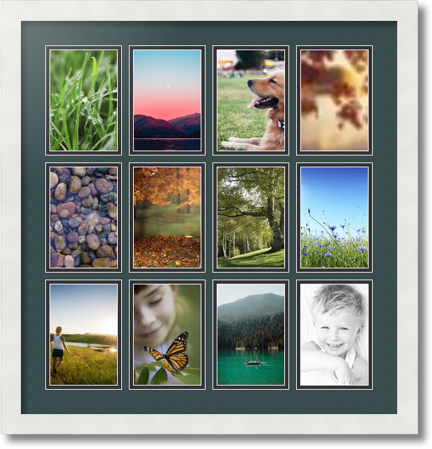 ArtToFrames Collage Mat Picture Photo Frame 12 4x6" Openings in Satin White 228