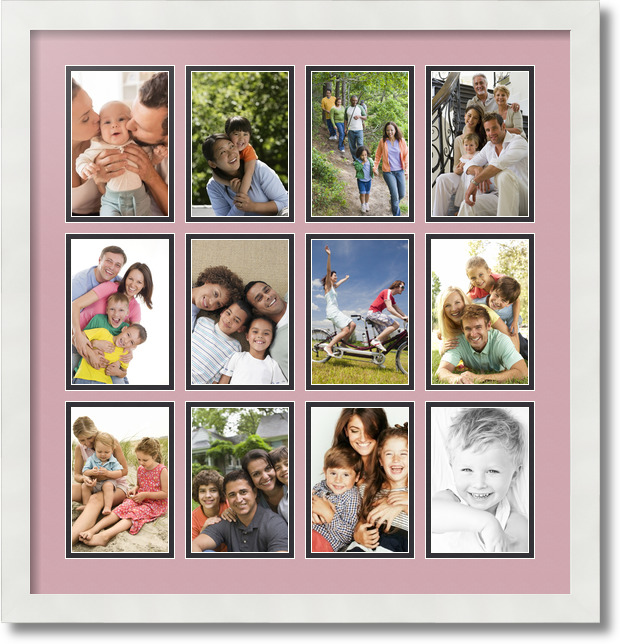 ArtToFrames Collage Mat Picture Photo Frame 12 4x6" Openings in Satin White 228