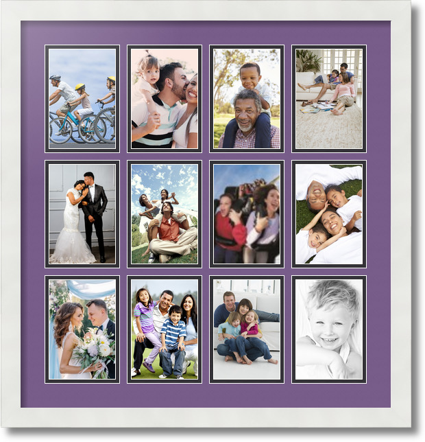 ArtToFrames Collage Mat Picture Photo Frame 12 4x6" Openings in Satin White 228