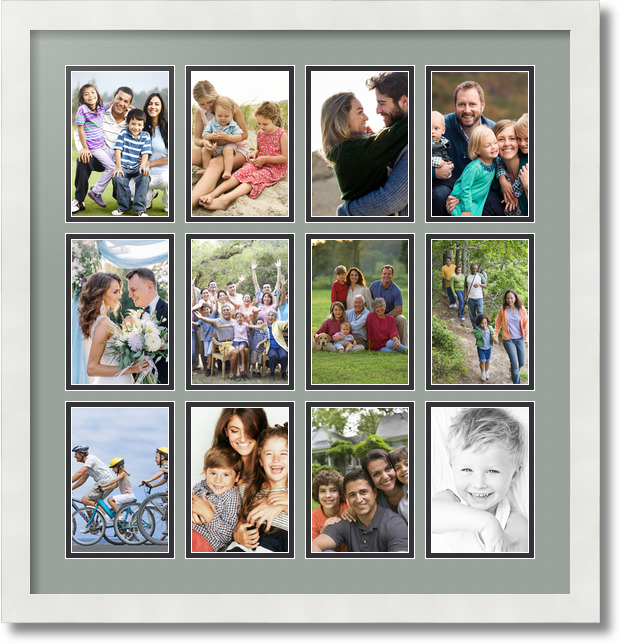 ArtToFrames Collage Mat Picture Photo Frame 12 4x6" Openings in Satin White 228