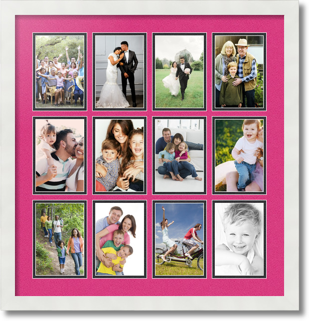 ArtToFrames Collage Mat Picture Photo Frame 12 4x6" Openings in Satin White 228