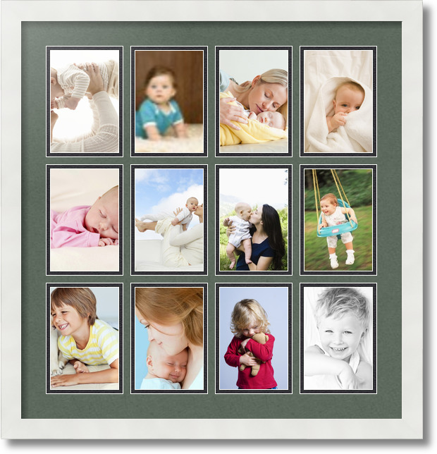 ArtToFrames Collage Mat Picture Photo Frame 12 4x6" Openings in Satin White 228