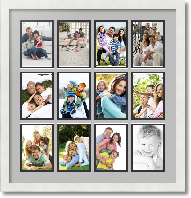 ArtToFrames Collage Mat Picture Photo Frame 12 4x6" Openings in Satin White 228