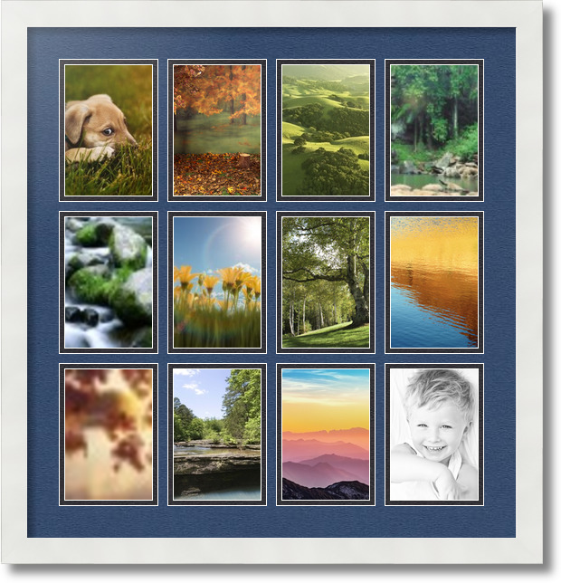 ArtToFrames Collage Mat Picture Photo Frame 12 4x6" Openings in Satin White 228