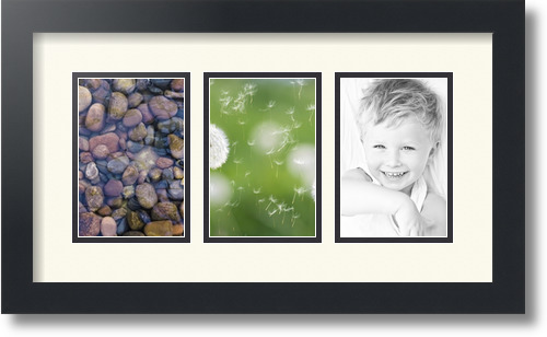 ArtToFrames Collage Mat Picture Photo Frame - 3 4x6" Openings in Satin Black 23