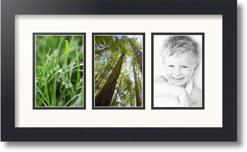 ArtToFrames Collage Mat Picture Photo Frame - 3 4x6" Openings in Satin Black 23