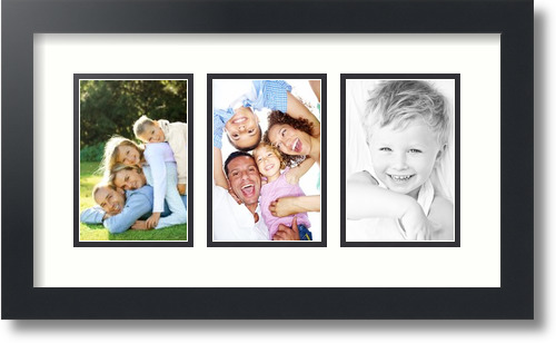 ArtToFrames Collage Mat Picture Photo Frame - 3 4x6" Openings in Satin Black 23