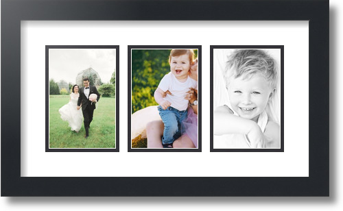 ArtToFrames Collage Mat Picture Photo Frame - 3 4x6" Openings in Satin Black 23