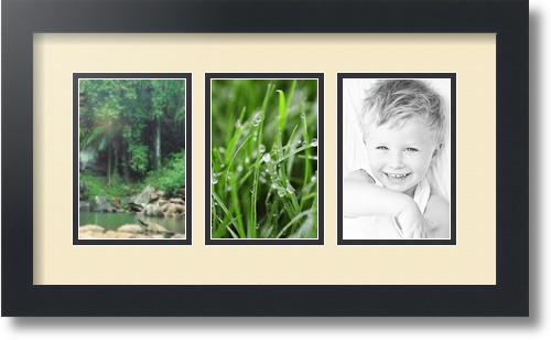 ArtToFrames Collage Mat Picture Photo Frame - 3 4x6" Openings in Satin Black 23