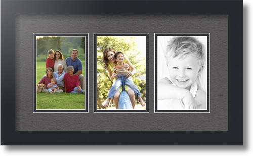 ArtToFrames Collage Mat Picture Photo Frame - 3 4x6" Openings in Satin Black 23