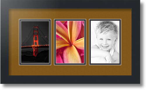 ArtToFrames Collage Mat Picture Photo Frame - 3 4x6" Openings in Satin Black 23