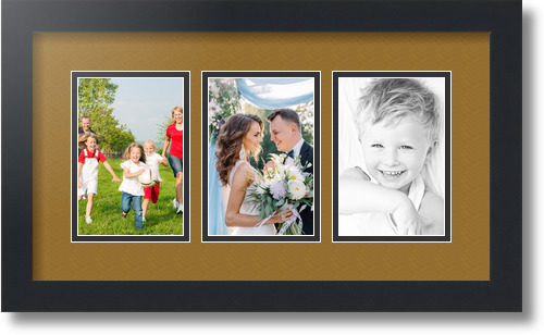 ArtToFrames Collage Mat Picture Photo Frame - 3 4x6" Openings in Satin Black 23