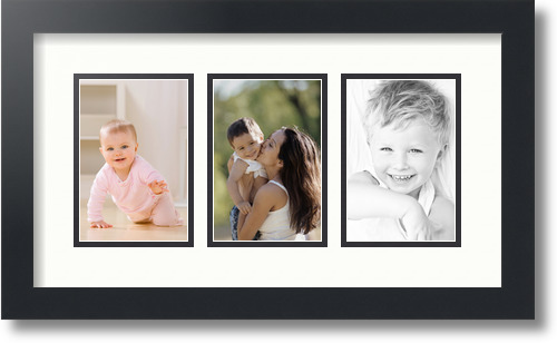 ArtToFrames Collage Mat Picture Photo Frame - 3 4x6" Openings in Satin Black 23