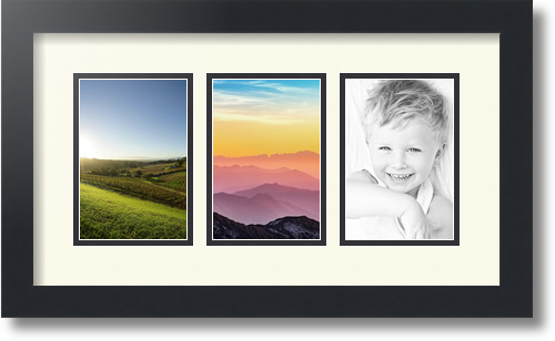 ArtToFrames Collage Mat Picture Photo Frame - 3 4x6" Openings in Satin Black 23