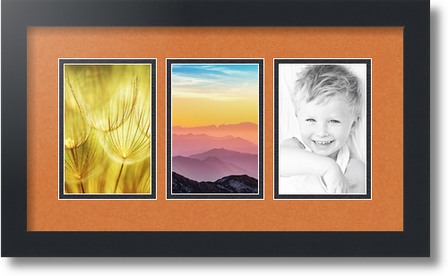 ArtToFrames Collage Mat Picture Photo Frame - 3 4x6" Openings in Satin Black 23