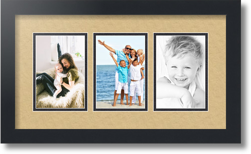 ArtToFrames Collage Mat Picture Photo Frame - 3 4x6" Openings in Satin Black 23