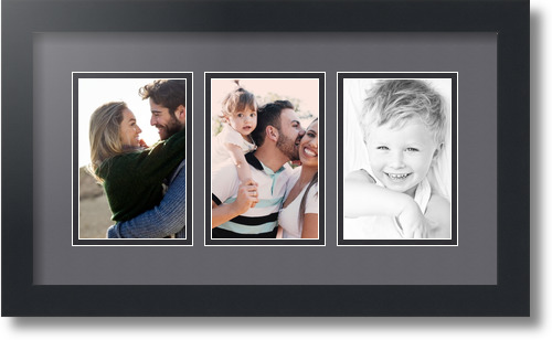 ArtToFrames Collage Mat Picture Photo Frame - 3 4x6" Openings in Satin Black 23