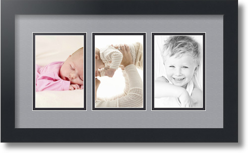 ArtToFrames Collage Mat Picture Photo Frame - 3 4x6" Openings in Satin Black 23