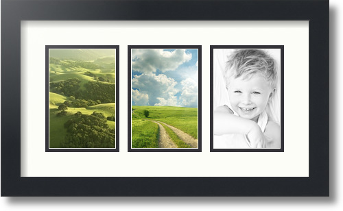 ArtToFrames Collage Mat Picture Photo Frame - 3 4x6" Openings in Satin Black 23