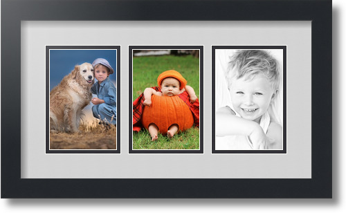 ArtToFrames Collage Mat Picture Photo Frame - 3 4x6" Openings in Satin Black 23