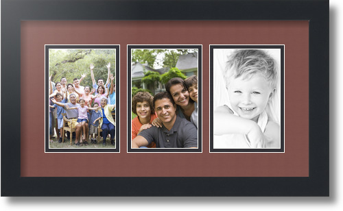 ArtToFrames Collage Mat Picture Photo Frame - 3 4x6" Openings in Satin Black 23