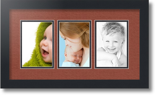 ArtToFrames Collage Mat Picture Photo Frame - 3 4x6" Openings in Satin Black 23