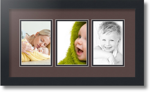 ArtToFrames Collage Mat Picture Photo Frame - 3 4x6" Openings in Satin Black 23