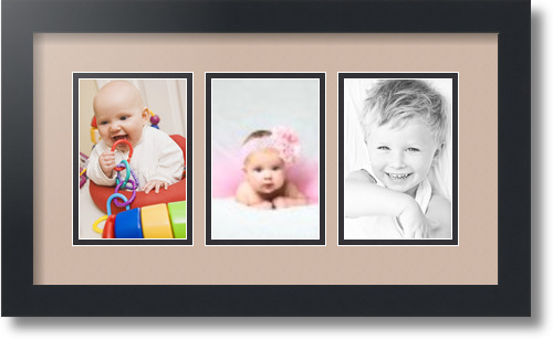 ArtToFrames Collage Mat Picture Photo Frame - 3 4x6" Openings in Satin Black 23