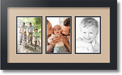 ArtToFrames Collage Mat Picture Photo Frame - 3 4x6" Openings in Satin Black 23