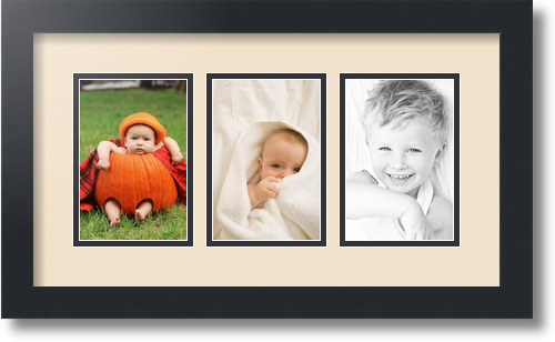 ArtToFrames Collage Mat Picture Photo Frame - 3 4x6" Openings in Satin Black 23