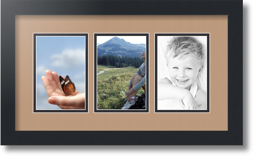 ArtToFrames Collage Mat Picture Photo Frame - 3 4x6" Openings in Satin Black 23