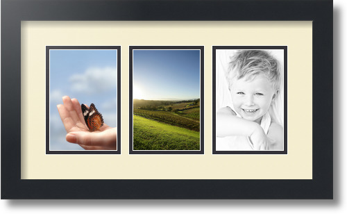 ArtToFrames Collage Mat Picture Photo Frame - 3 4x6" Openings in Satin Black 23