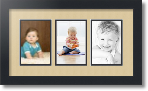 ArtToFrames Collage Mat Picture Photo Frame - 3 4x6" Openings in Satin Black 23