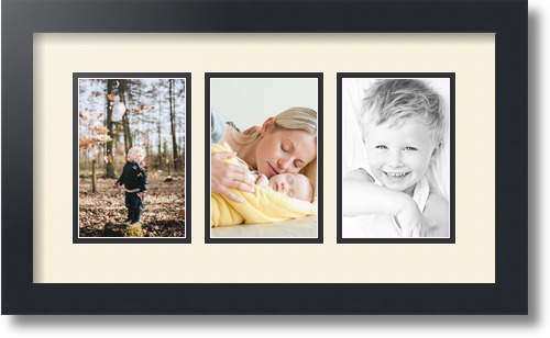 ArtToFrames Collage Mat Picture Photo Frame - 3 4x6" Openings in Satin Black 23