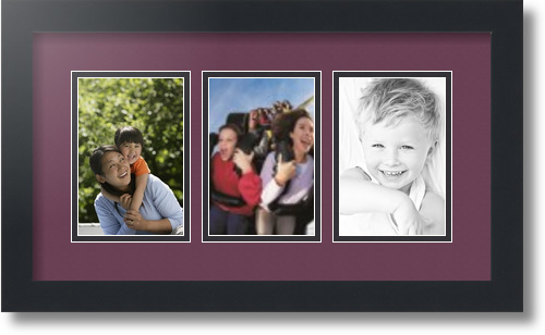 ArtToFrames Collage Mat Picture Photo Frame - 3 4x6" Openings in Satin Black 23