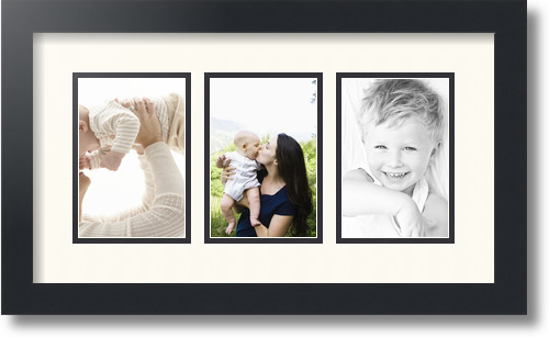 ArtToFrames Collage Mat Picture Photo Frame - 3 4x6" Openings in Satin Black 23